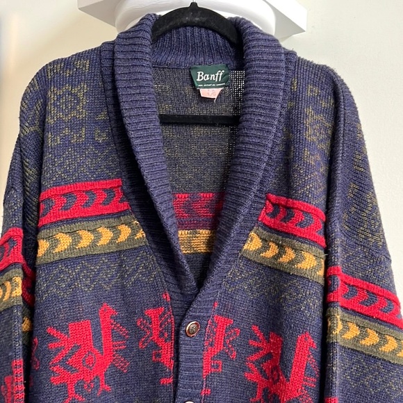 Vintage Banff Shawl Collar Cardigan Wool Blend Made in Canada 🇨🇦 Ample Large - Picture 5 of 12